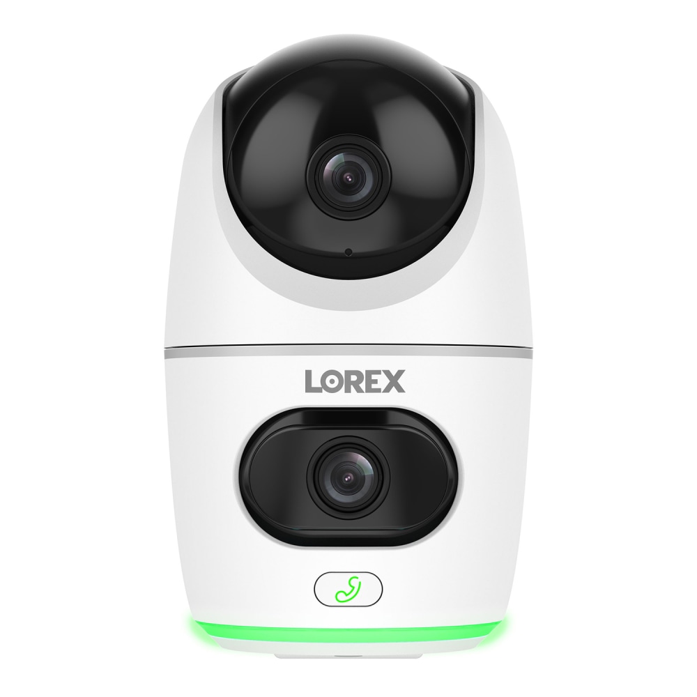 Lorex Wi-Fi 2K Dual-Lens Pan-Tilt-Digital Zoom Indoor Security Camera with Person and Animal Detection, White MPN:W463AQD-E