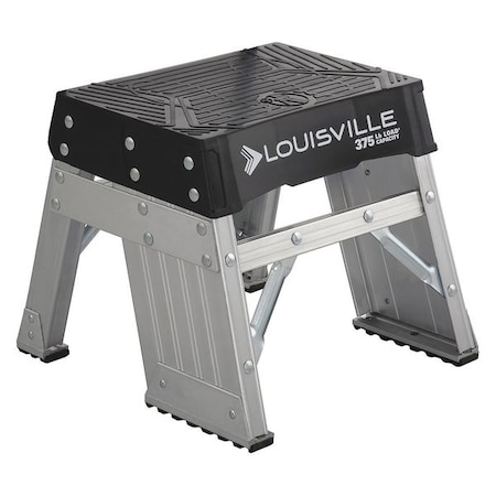 Step Stand, 1 Steps, 375 lb Load Capacity, 12 in Overall Height, Aluminum, Silver MPN:AY8001