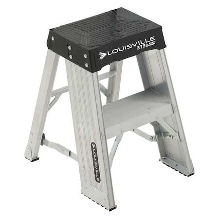 Step Stand, 2 Steps, 375 lb Load Capacity, 24 in Overall Height, Aluminum, Silver MPN:AY8002