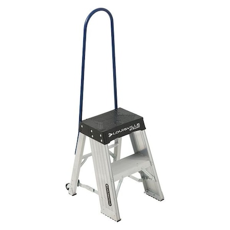 Step Stand, 2 Steps, 375 lb Load Capacity, 27 in Overall Height, Aluminum, Silver MPN:AY8002-S55S56
