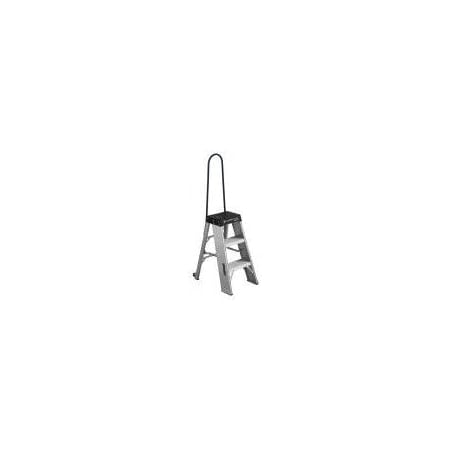 Step Stool, 3 Steps, 3.3 ft Overall Height, Aluminum, Silver MPN:AY8003-S55S56