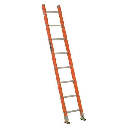 8 ft Overall H, Straight Ladder, Fiberglass, 8 Steps, Orange Finish, 300 lb Load Capacity MPN:FE3108