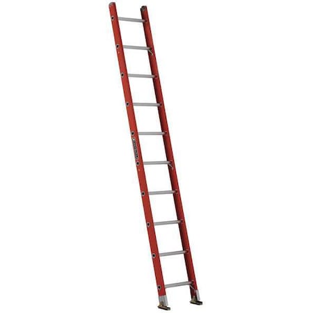 10 ft Overall H, Straight Ladder, Fiberglass, Orange Finish, 300 lb Load Capacity MPN:FE3110