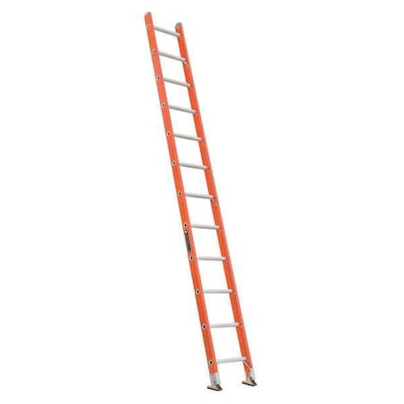 12 ft Overall H, Straight Ladder, Fiberglass, 12 Steps, Orange Finish, 300 lb Load Capacity MPN:FE3112