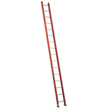 16 ft Overall H, Straight Ladder, Fiberglass, Orange Finish, 300 lb Load Capacity MPN:FE3116