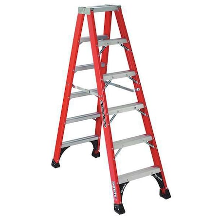 6 ft Fiberglass Twin Stepladder, 375 lb Capacity MPN:FM1406HD