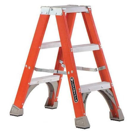 3 ft Fiberglass Twin Stepladder, 300 lb Capacity MPN:FM1503