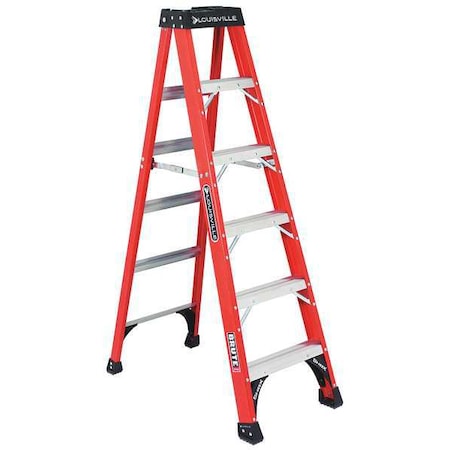 6 ft Fiberglass Stepladder, 375 lb Capacity MPN:FS1406HD