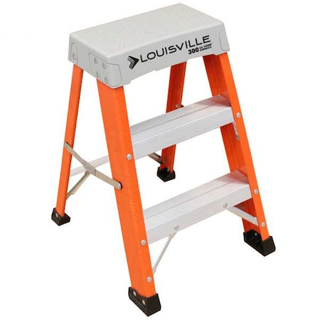 2 Steps, Fiberglass Step Stool, 300 lb. Load Capacity, Orange/Silver MPN:FS1502