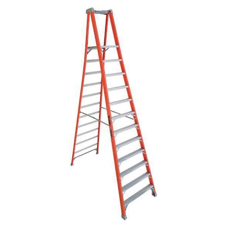 13 ft 10 in Fiberglass Platform Stepladder, 300 lb Capacity MPN:FXP1712