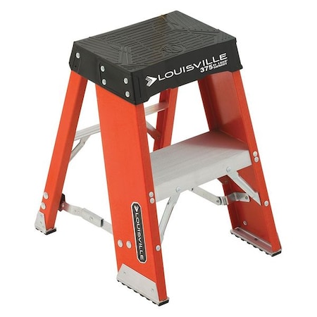 Step Stand, 2 Steps, 375 lb Load Capacity, 24 in Overall Height, Fiberglass, Orange/Silver MPN:FY8002