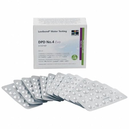 Safest Tablet, Test Total Chlorine, 250PK MPN:DPD NO.4 EVO TABLETS