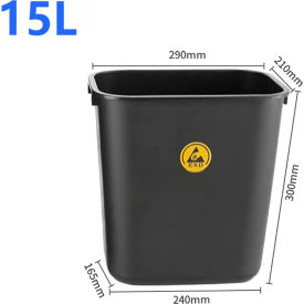 LPD Trade ESD Square Waste Bin 4 Gallon Capacity Black SK1752
