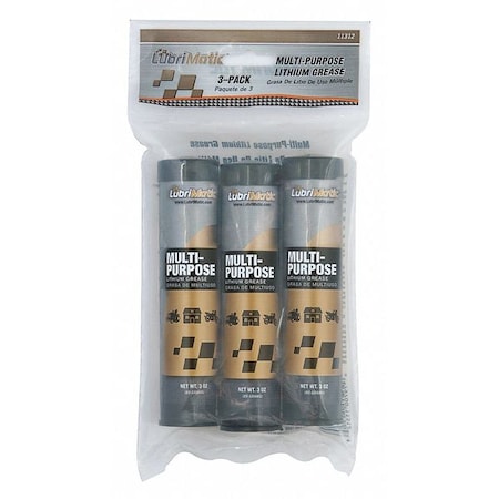 Multipurpose Grease, 3 oz, Cartridge, Mineral Base, 350 Degrees F Max Op Temp, Black, 3 PK MPN:11312