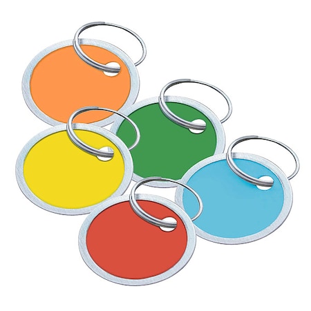 Key Tag, Multi-Color, Metal Alloy, Paper, Metal-Rimmed Ring, 25 PK MPN:28529