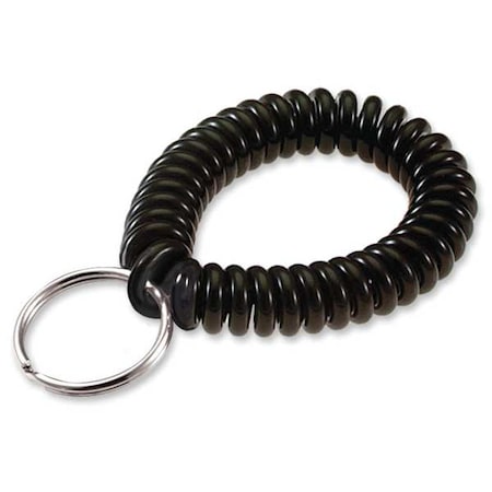 Key Chain, Black, Polyurethane, Steel, Wrist Coil, Nickel Plated 5 PK MPN:4102005