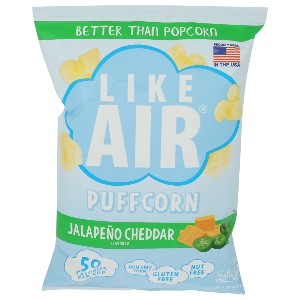 Like Air Corn Snack Puffcorn, Jalapeño Cheddar, 4 Oz, Total Qty 6 MPN:033580006