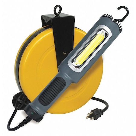 Cord Reel With Hand Lamp, Hand Operated, No Receptacle, 18 AWG, Yellow Reel Color, 30 ft Length (Formerly LumaPro) MPN:436H01