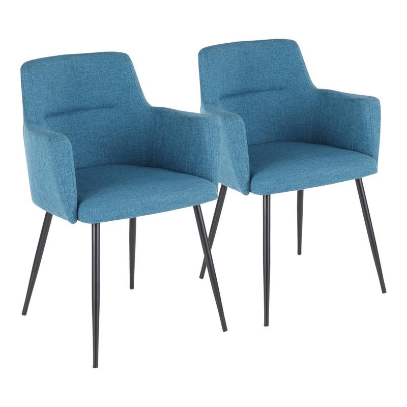 LumiSource Andrew Dining Chairs, Black/Teal, Set Of 2 Chairs MPN:CH-ANDRW BK+TL2