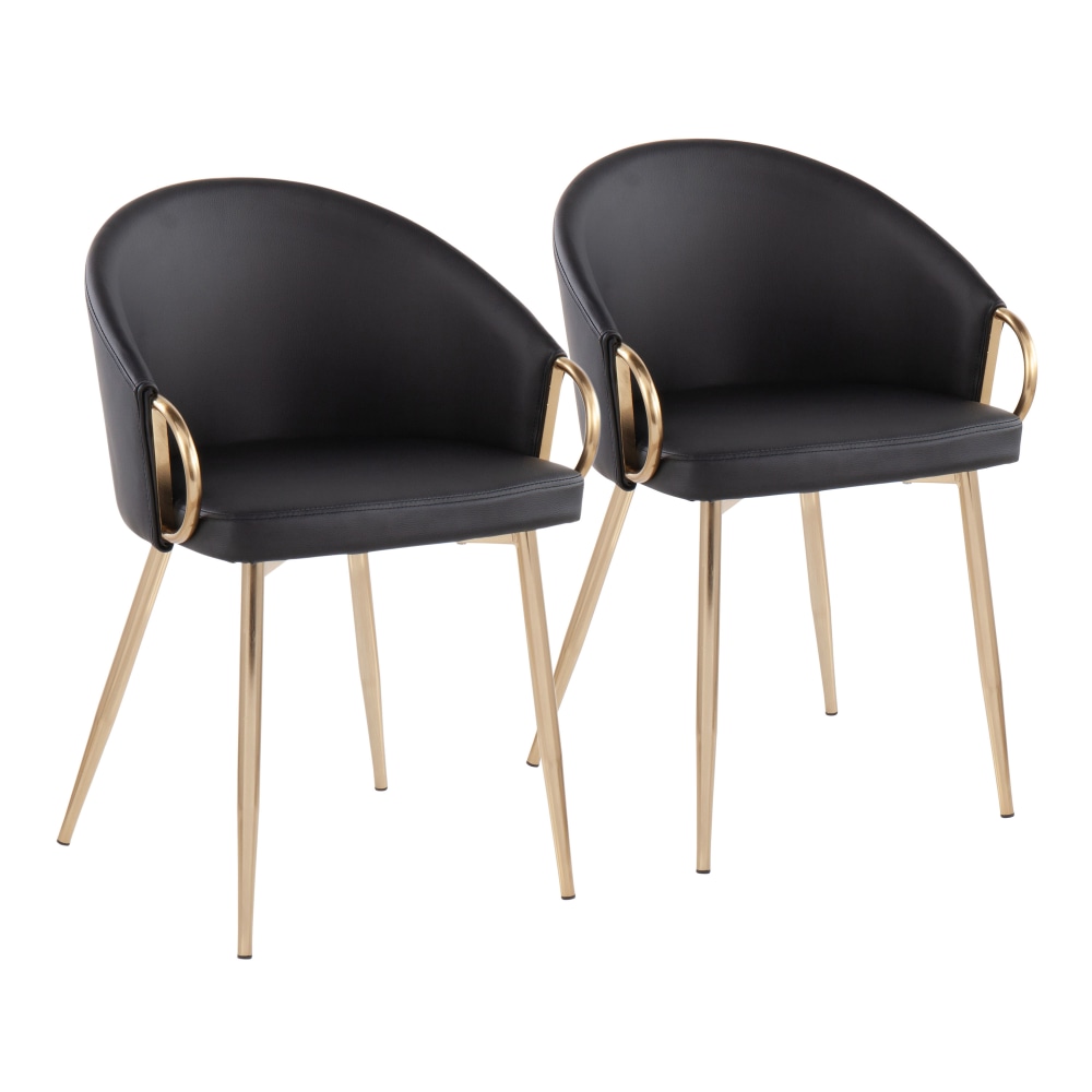 LumiSource Claire Chairs, Faux Leather, Black/Gold, Set Of 2 Chairs MPN:CH-CLAIREPU2 AUBK2