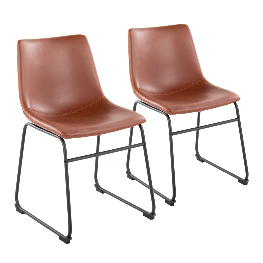 LumiSource Duke Industrial Side Chairs, Cognac/Black, Set Of 2 Chairs MPN:CH-DUKE BKCG2