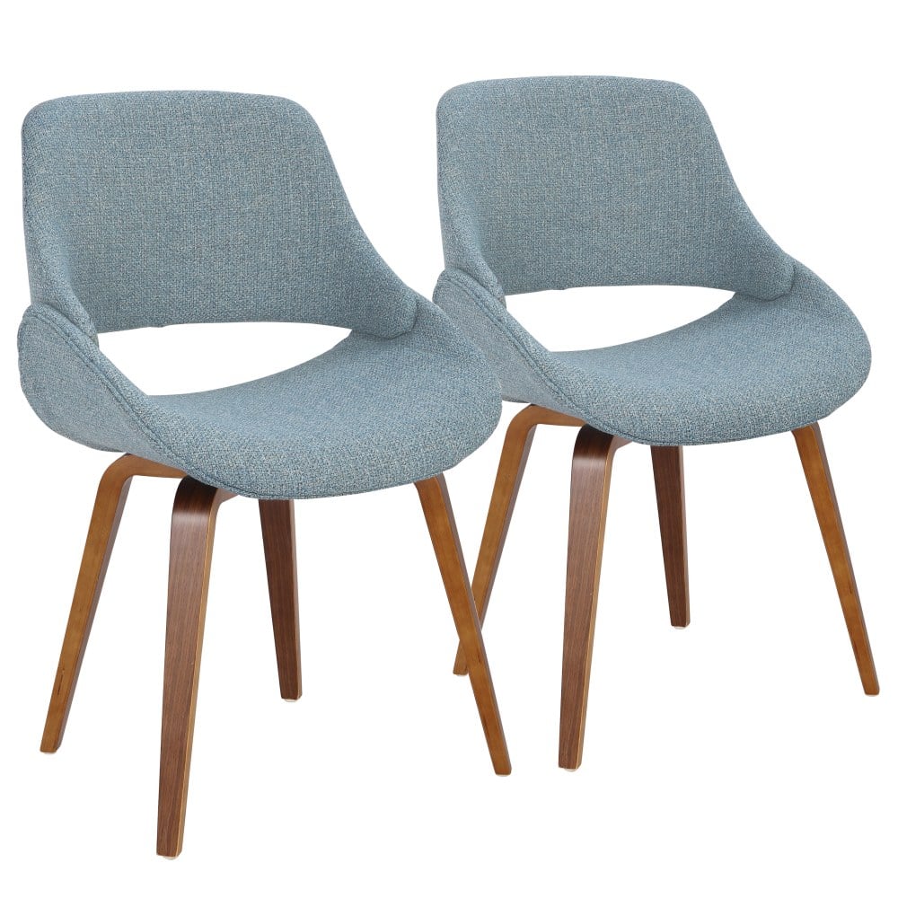 LumiSource Fabrico Chairs, Blue Noise Seat/Walnut Frame, Set Of 2 Chairs MPN:CH-FBCONL WLBU2