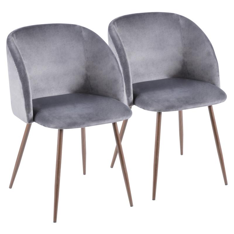 LumiSource Fran Accent/Dining Chairs, Gray/Walnut, Set Of 2 Chairs MPN:CH-FRAN WL+GY2