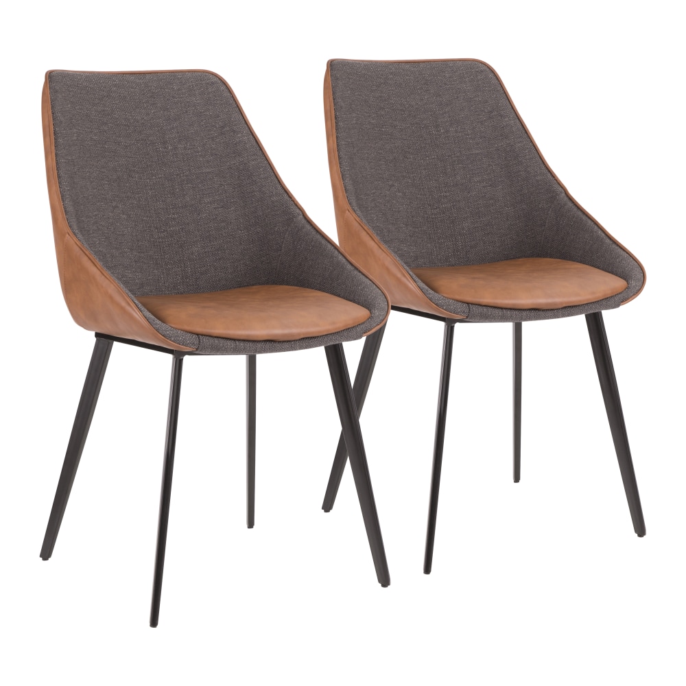 LumiSource Marche 2-Tone Chairs, Brown/Gray/Black, Set Of 2 Chairs MPN:CH-MAR BK+BNGY2