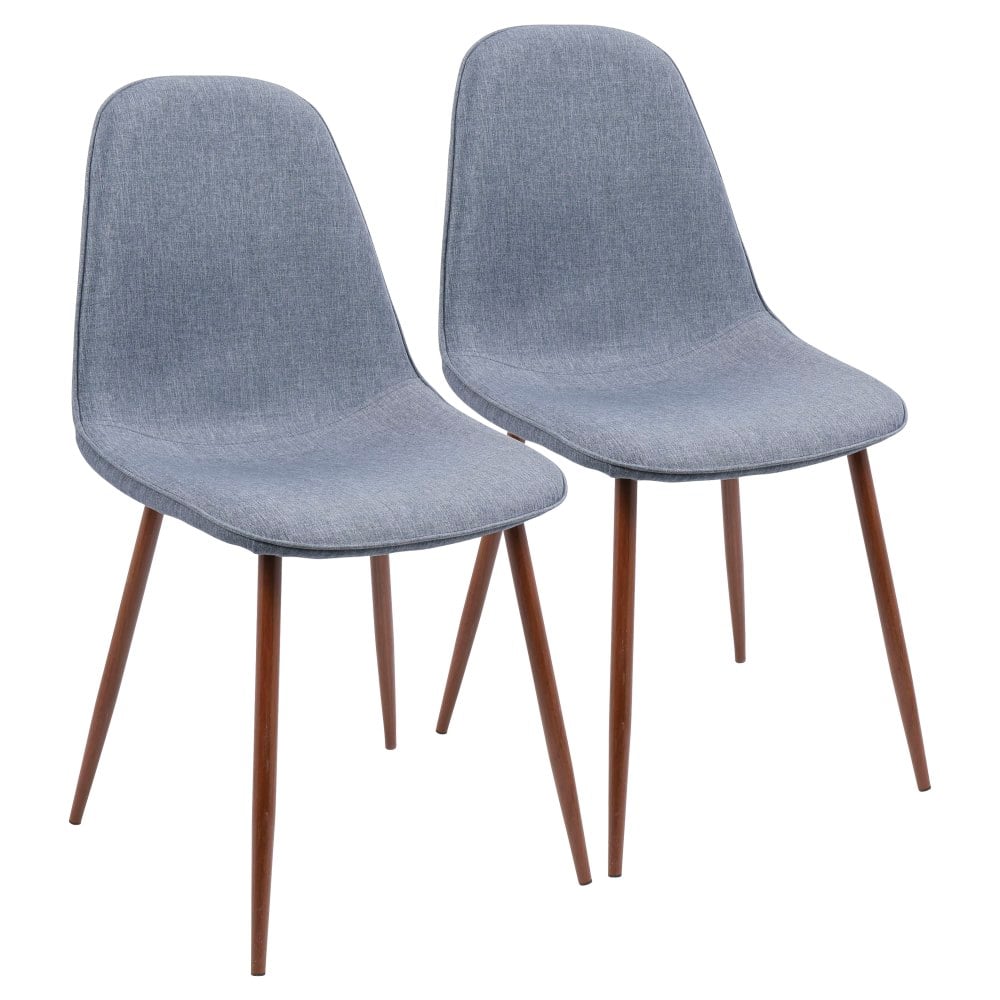 LumiSource Pebble Dining Chairs, Fabric, Blue/Walnut, Set Of 2 Chairs MPN:CH-PEB WL+BU2