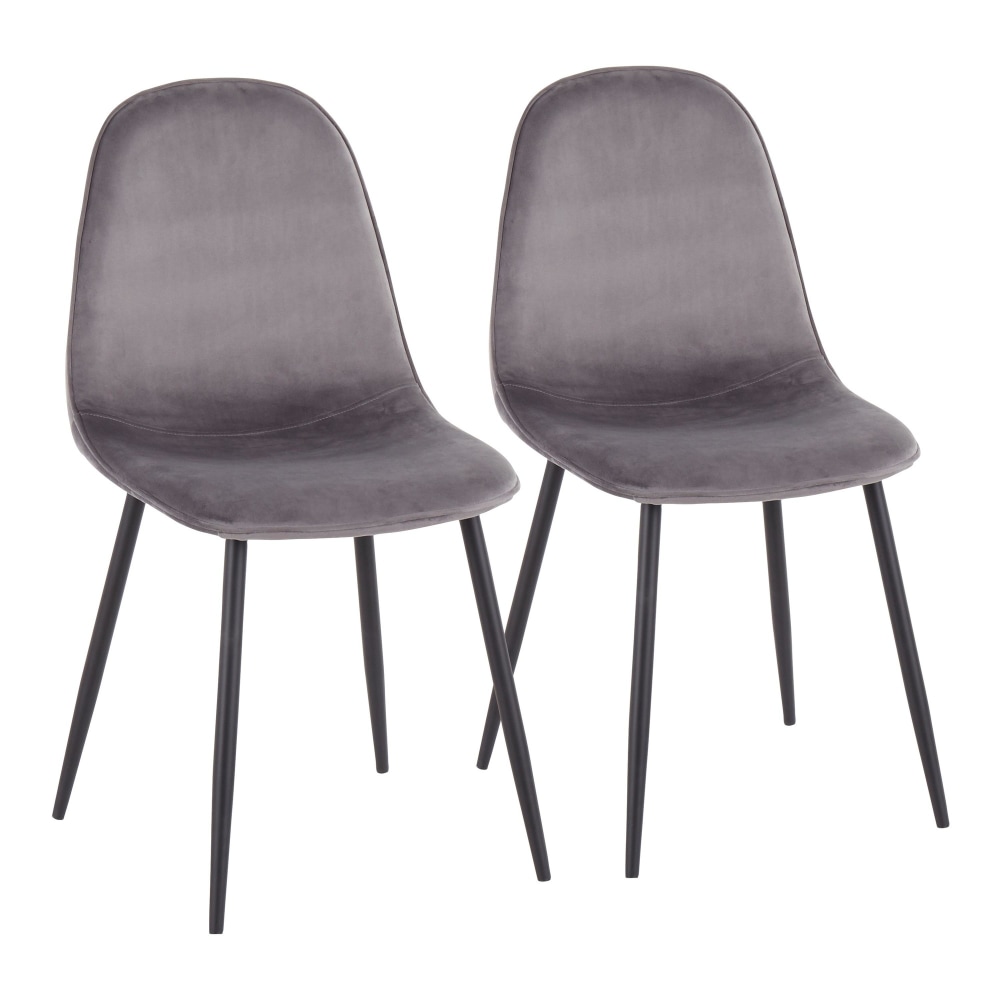 LumiSource Pebble Velvet Chairs, Gray/Black, Set Of 2 Chairs MPN:CH-PEBBLE BKVGY2