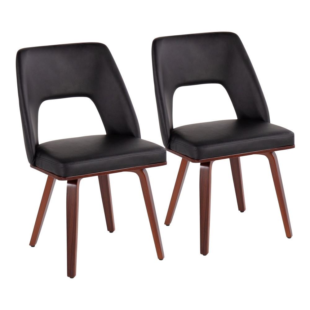 LumiSource Triad Mid-Century Modern Chairs, Black/Walnut, Set Of 2 Chairs MPN:CH-TRIADUP WLBK2
