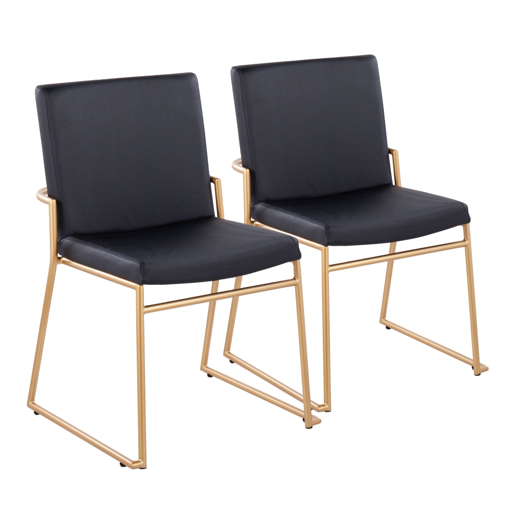 LumiSource Dutchess Contemporary Dining Chairs, faux Leather, Black/Gold, Set Of 2 Chairs MPN:DC-DUTCHESS AUBK2