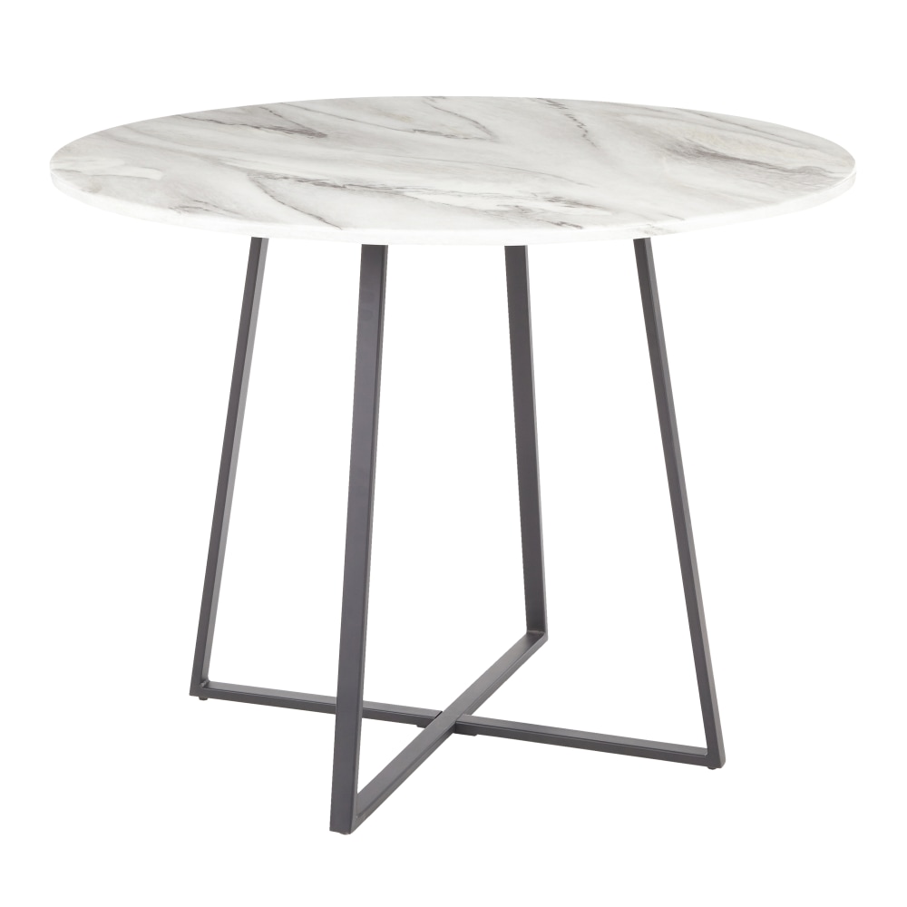 LumiSource Cosmo Marble Dining Table, 31inH x 39-1/2inW x 39-1/2inD, White/Black MPN:DT-COSMO2 BKWMB