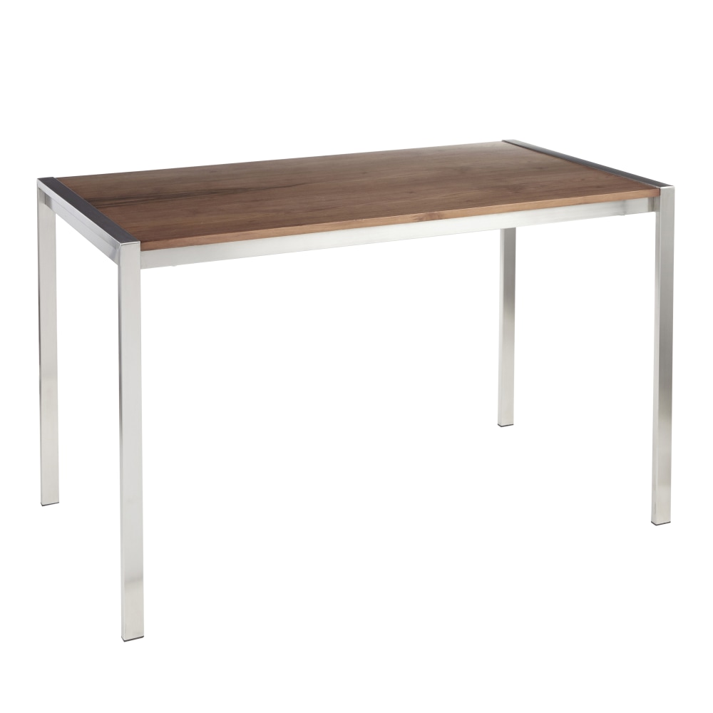 LumiSource Fuji Dinette Table, 29-3/4inH x 50-1/4inW x 27-3/4inD, Walnut/Stainless Steel MPN:DT-FUJ4728 SSWL