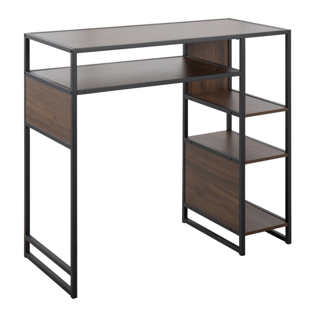 LumiSource Display Farmhouse Metal/Wood Bar-Height Table With Storage Space, 39-1/2inH x 43-1/4inW x 19inD, Walnut/Black MPN:T39-DISPLAY BK+WL