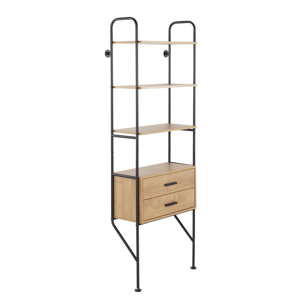 LumiSource Lean 75inH Industrial Bookcase, Brown/Black MPN:OBC-LEAN BKBN