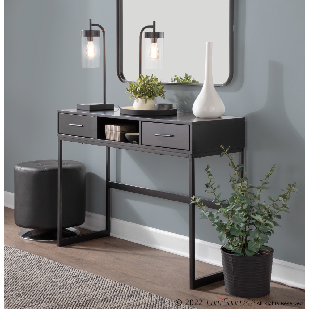 LumiSource Franklin Contemporary Console Table, 32inH x 43-1/2inW x 15-1/2inD, Black MPN:TBC-FRANKLIN BKBK