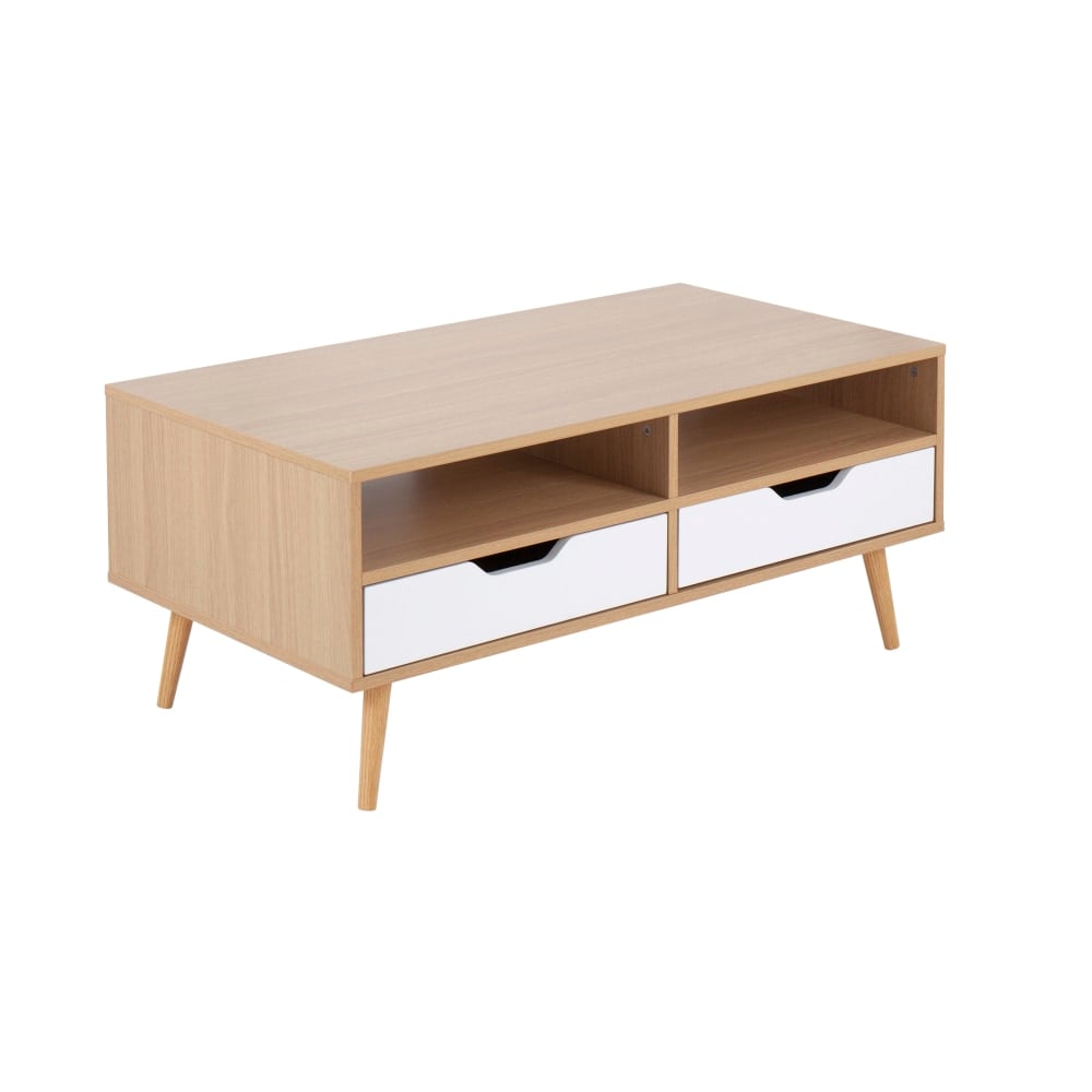 LumiSource Astro Contemporary Sideboard Coffee Table, 29-3/4inH x 55-1/4inW x 15-3/4inD, Natural/White MPN:TC-ASTRO NAW