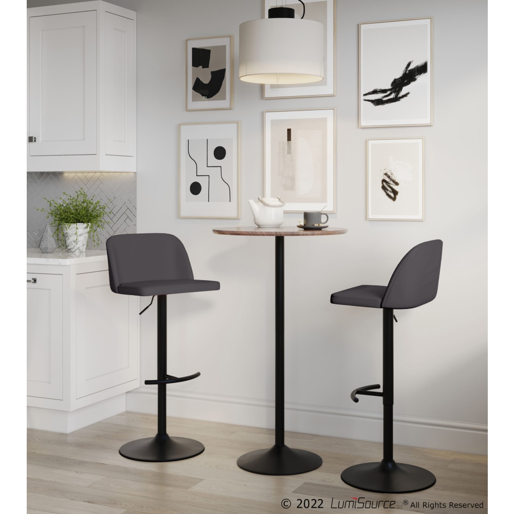 LumiSource Toriano Contemporary Adjustable Bar Stools, Gray/Black, Set Of 2 Stools MPN:30443