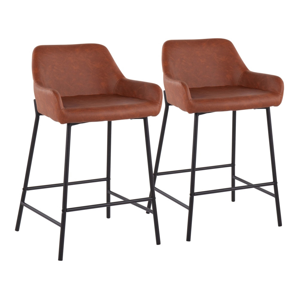 Lumisource Daniella Counter Stools, Camel/Black, Set Of 2 Stools, B24DNLA2BKPUCAM2 MPN:B24-DNLA2 BKPUCAM2