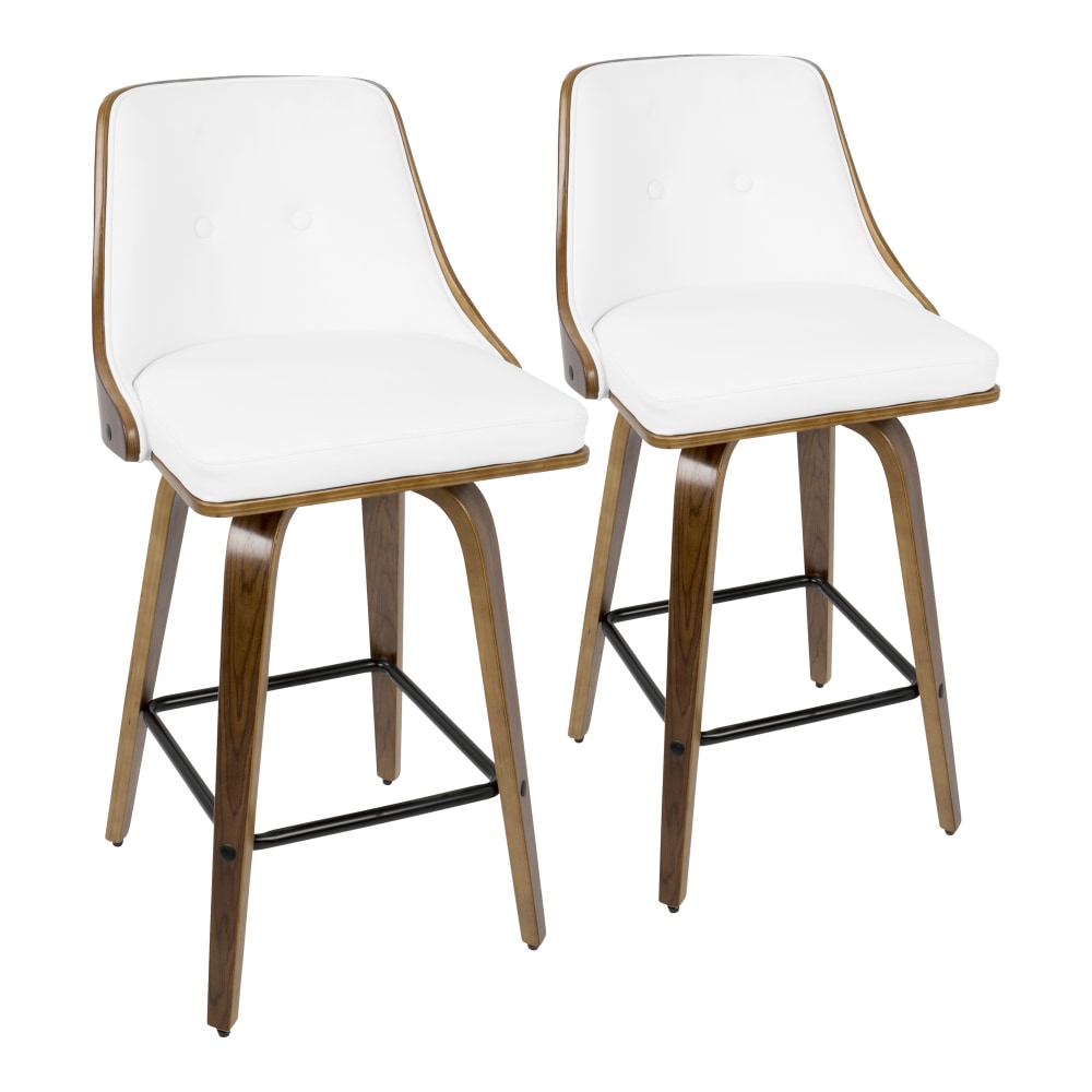 LumiSource Gianna Counter Stools, Walnut/White, Set Of 2 Stools MPN:B26-GNNX WLW2