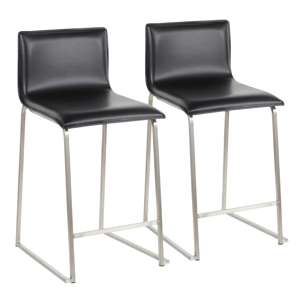 LumiSource Mara Counter Stools, Black/Stainless Steel, Set Of 2 Stools MPN:B26-MARAUP SSBK2