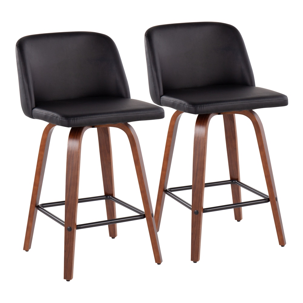 LumiSource Toriano Counter Stools, Black/Walnut/Square Black Footrest, Set Of 2 Stools MPN:B26-TRNOPU-SWVX2 WLBK2