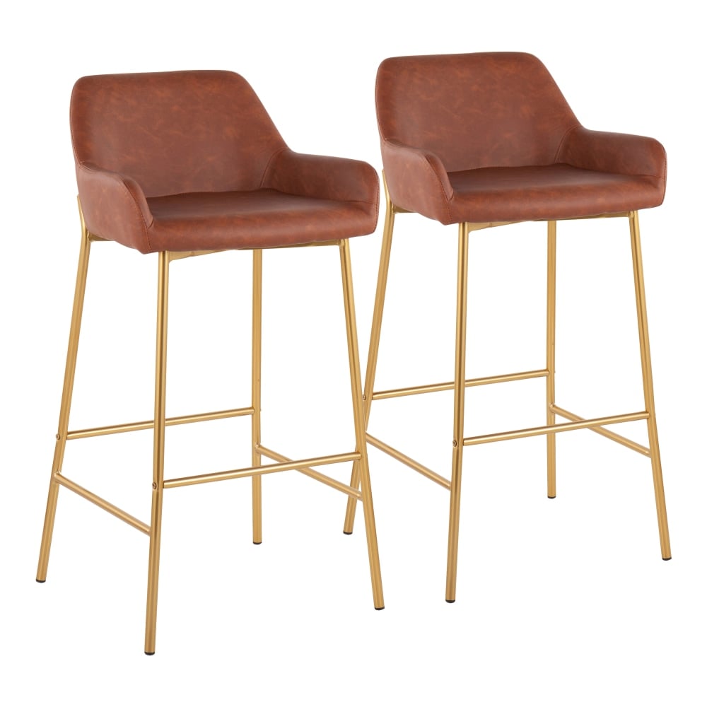 LumiSource Daniella Counter Stools, Camel/Gold, Set Of 2 Stools, B30DNLA2AUPUCAM2 MPN:B30-DNLA2 AUPUCAM2