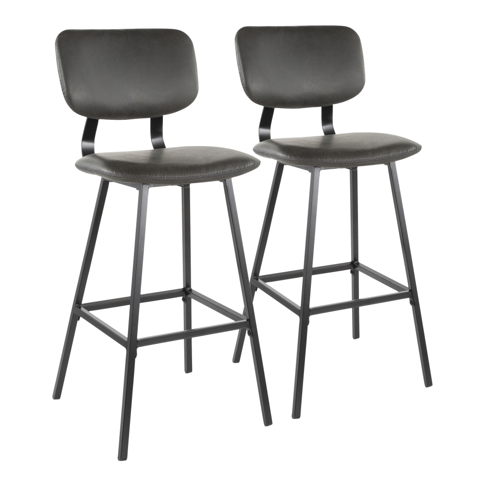 LumiSource Foundry Bar Stools, Black/Gray, Set Of 2 Stools MPN:B30-FNDY BK+GY2