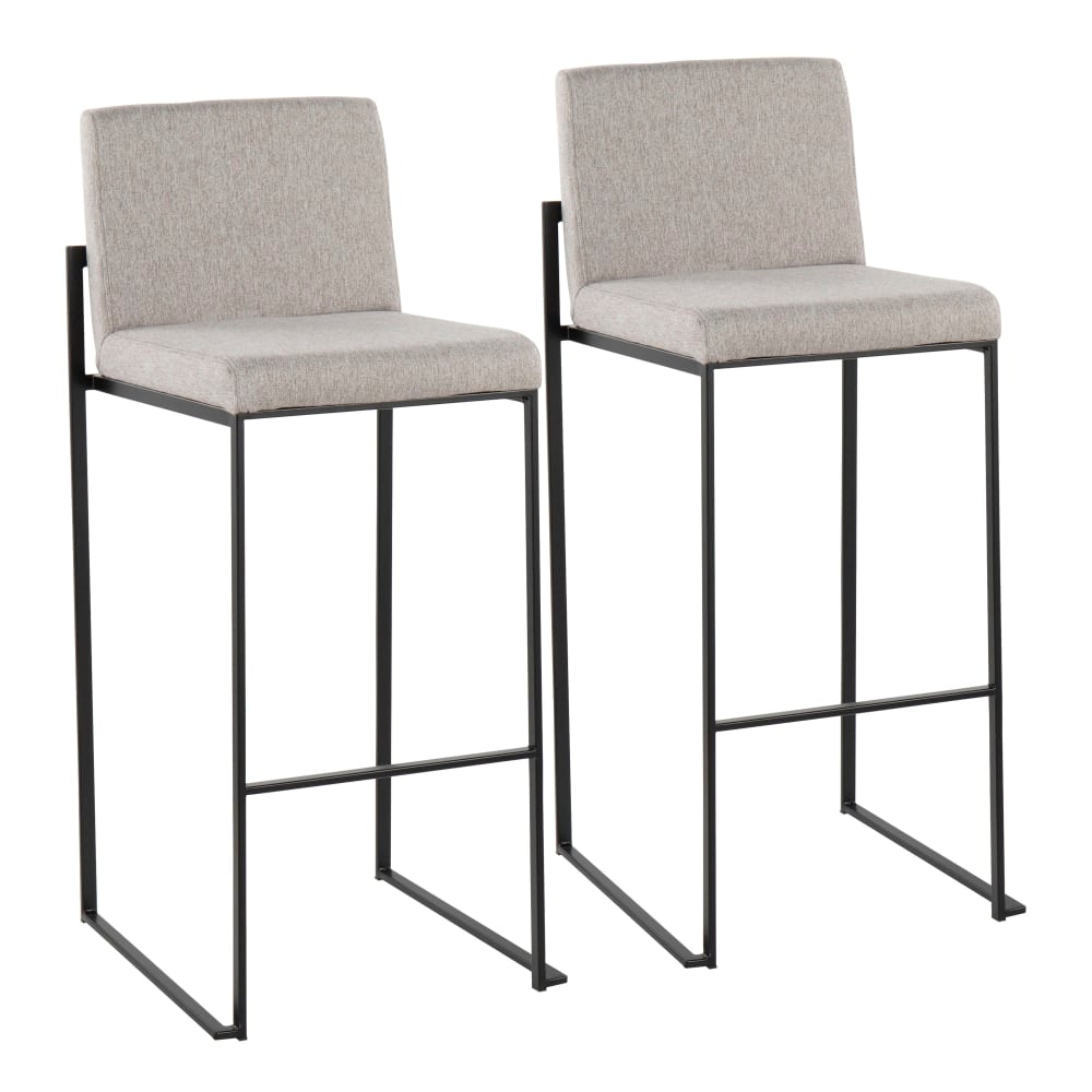LumiSource Fuji High-Back Bar Stools, Gray/Black, Set Of 2 Stools, B30FUJIHBBKFGY2 MPN:B30-FUJIHB BKFGY2