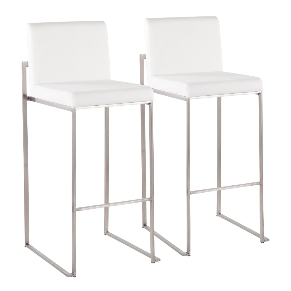 Lumisource Fuji Contemporary Counter Stools, White/Silver, Set Of 2 Stools, B30FUJIHBSSVW2 MPN:B30-FUJIHB SSVW2