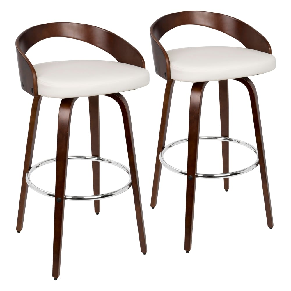 LumiSource Grotto Bar Stools, Cherry/White, Set Of 2 Stools MPN:B30-GROTTOR CHW2