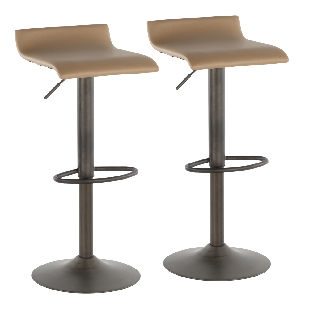 LumiSource Ale Bar Stools, Camel Seat/Antique Frame, Set of 2 Stools MPN:BS-ALE AN+CAM2