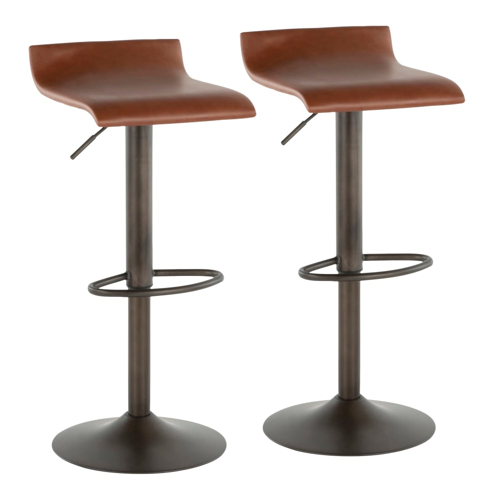 LumiSource Ale Bar Stools, Brown Seat/Antique Frame, Set of 2 Stools MPN:BS-ALE AN+MBN2